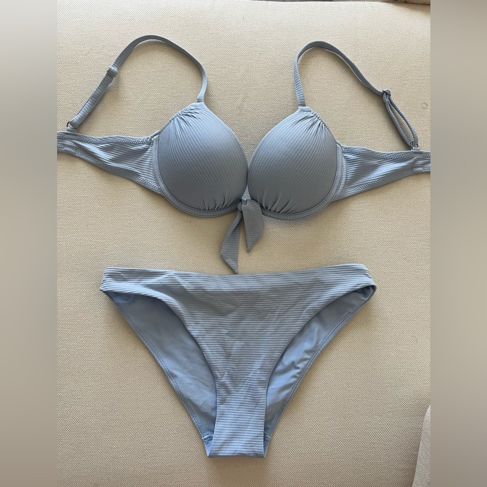 🐬🫧 PUSH UP Blue Two-Piece Women's Bikini Set
